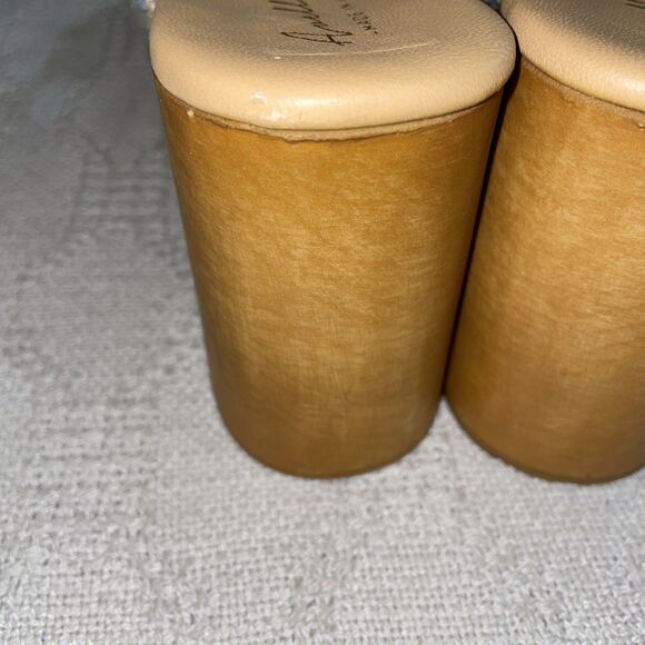 Avellini Women’s Heeled Slides Size 40 U.S. 9 M Blue Beige Fabric Outdoors Beach - Picture 11 of 12